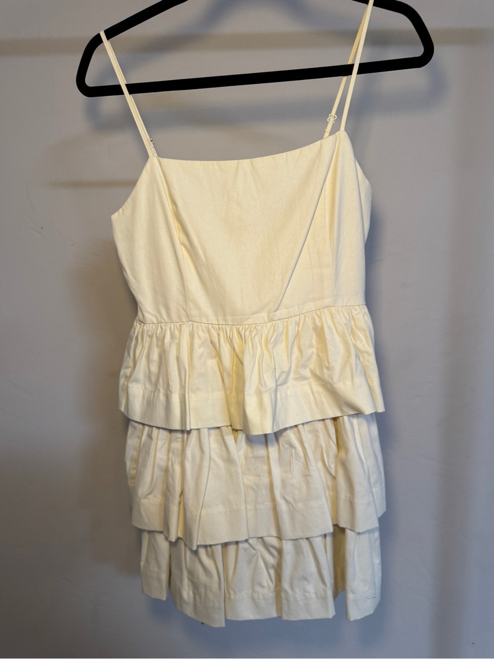 Forever 21 Cream Tiered Ruffle Spaghetti Strap Dress